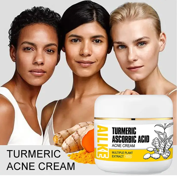 Crème pour le visage éclaircissante au curcuma naturel AILKE, boostant l'éclat, hydratant pour la peau, crème anti-acné pour le visage, pour tous les tons de peau