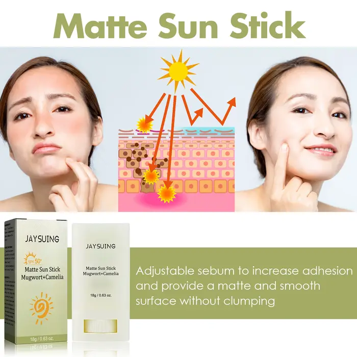 Bâton solaire mat Protection UV et crème hydratante éclaircissante pour le visage Non grasse SPF 50 +