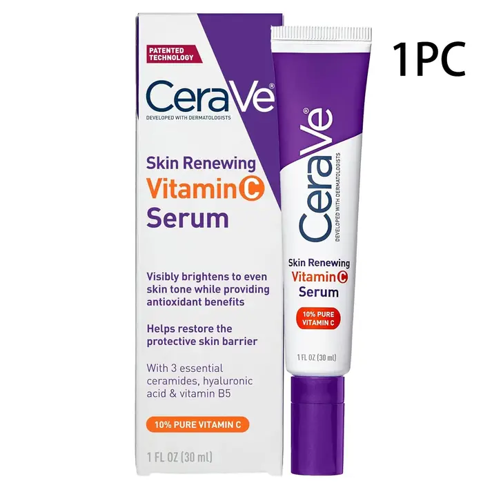Sérum à la vitamine C CeraVe 10% pur, acide hyaluronique et 3 céramides, sérum antioxydant éclaircis