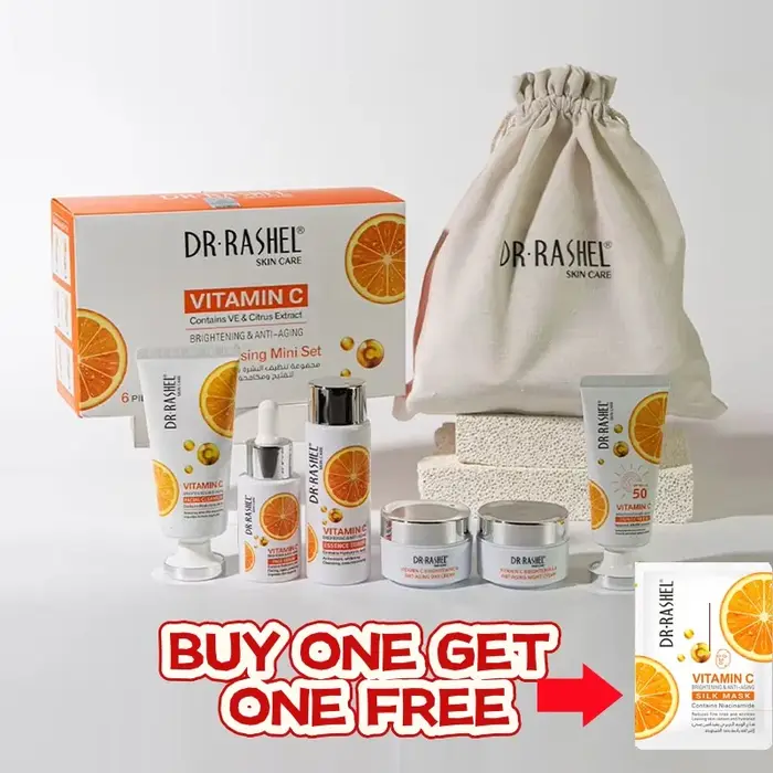 Ensemble de 6 crèmes sérum à la vitamine C DR RASHEL, écran solaire, éclaircissant, anti-âge, soin de la peau, mini-set pour femmes