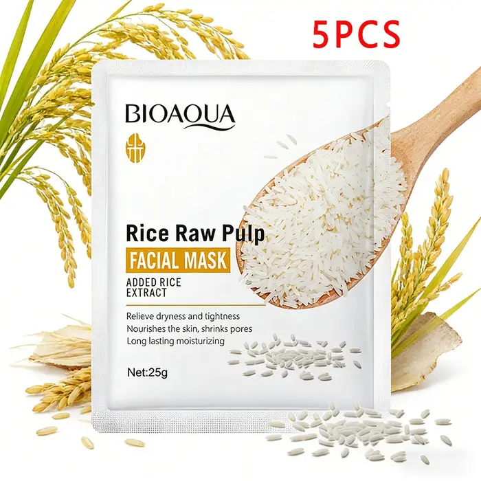 Masques faciaux en pulpe de riz BIOAQUA, soins de la peau, hydratants, raffermissants, masques en fe