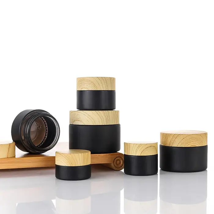 Pot de crème cosmétique 10/15/20/30/50g, 12 pièces, pots d'échantillon vides en verre dépoli noir, r