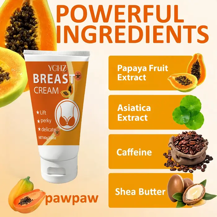 Crème de massage pour les seins à l'extrait de papaye - Hydrate et améliore la peau