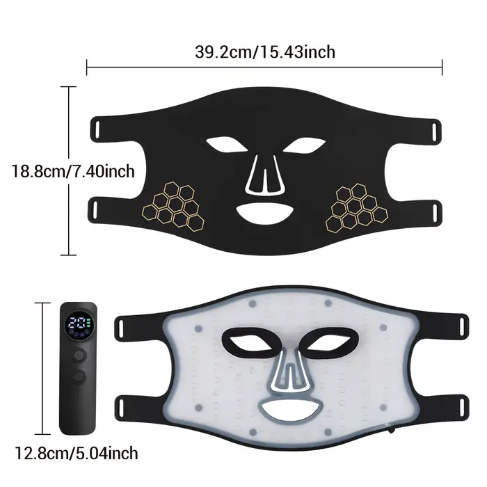 Masque LED Visage 4 Couleurs, Appareil de Soin de la Peau à Lumière Rouge et Bleue, 72 Perles LED, Masque de Beauté Rechargeable sans Fil avec Minuteur pour Soin du Visage à la Maison, Homme Femme