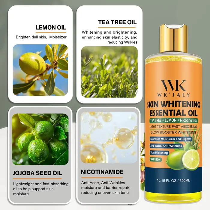 Huile pour le corps éclaircissante WK JALY, hydratation intense, hydratation, peau lisse, réduction 