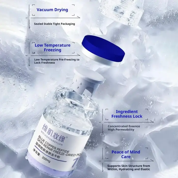 Kit de Poudre Lyophilisée Réparatrice Peau Cuivrée Bleue pour Soin Anti-Rides