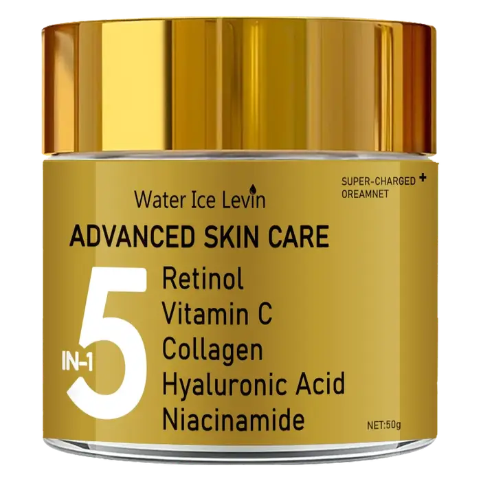 Crème hydratante pour le visage 5 en 1 contenant de la vitamine C, du collagène et de l'E - Formule 