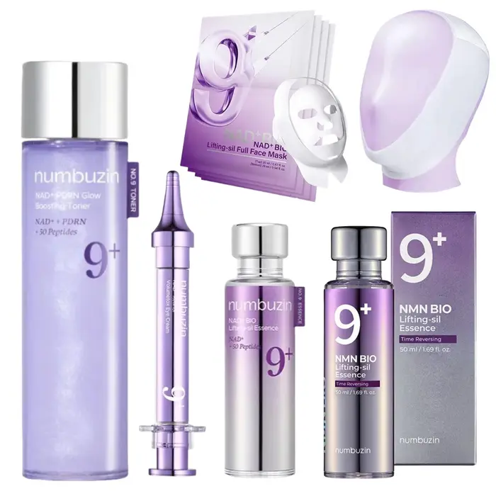 Ensemble de soins de la peau Numbuzin NO.9 NAD+ BIO de Corée - Masque facial complet Lifting-sil