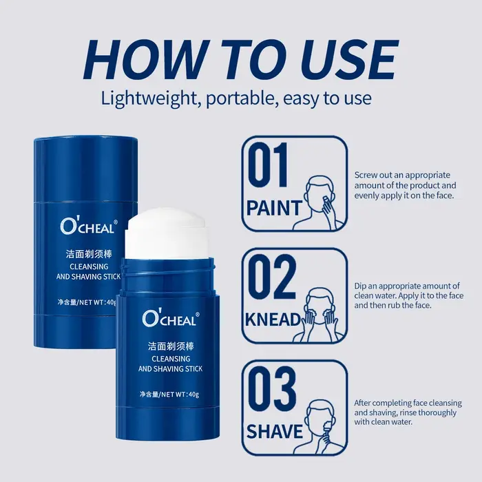 Ocheal 40g Gel nettoyant pour le visage bâton de rasage cheveux