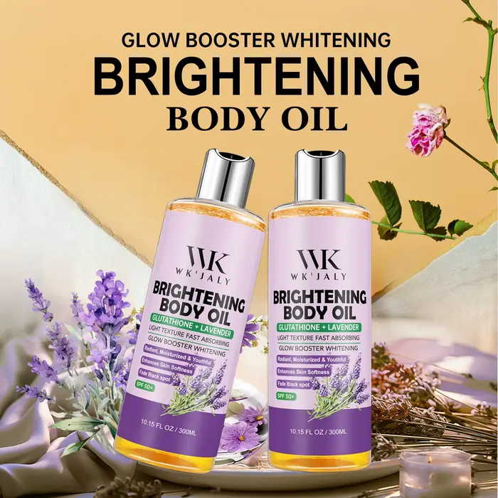 WK JALY Glow Boosting Huile corporelle blanchissante au glutathion et à la lavande, hydratante, pour