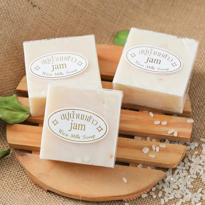 10 pièces savon au lait de riz thaïlandais 65g savon Original thaïlandais fait à la main savon au la
