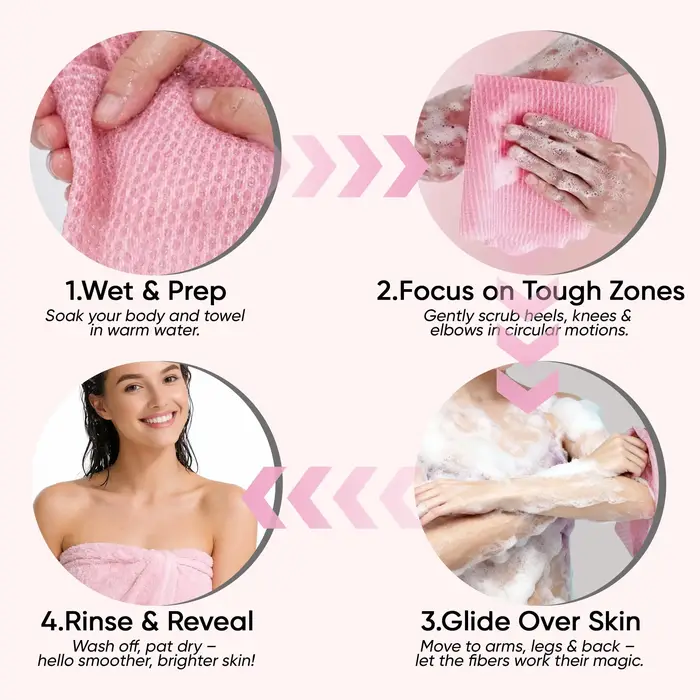 1 pièce, serviette de douche exfoliante à séchage rapide