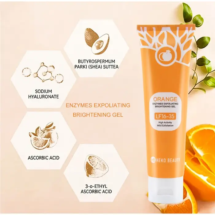 Gel exfoliant enzymes d'orange