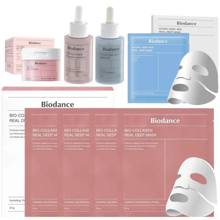Masque Visage Bio-Collagène Réparateur Apaisant à l'Ampoule Essentielle Hydratante Raffinant les Pores Soin Coréen pour la Peau