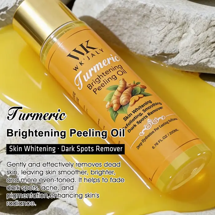 WK JALY Huile exfoliante éclaircissante au curcuma, exfoliation, élimination des taches brunes, blan