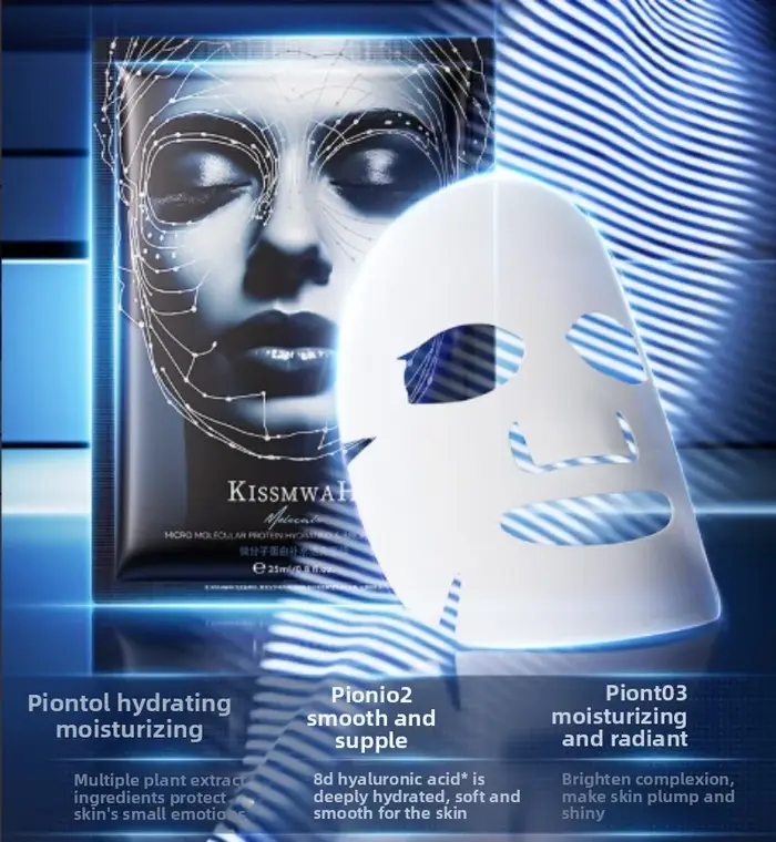 Masque facial hydratant et transparent à protéines micro moléculaires hydrate en profondeur