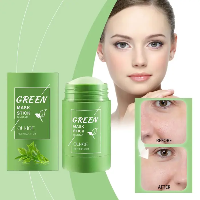 40g supprimer points noirs thé vert masque solide nettoie les Pores bâton imperfections du visage