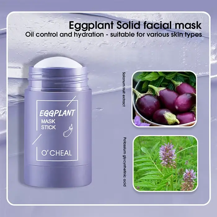 Masque facial solide bâton thé vert miel pêche nettoyage des pores hydratant Long charbon d'aubergine Film de boue