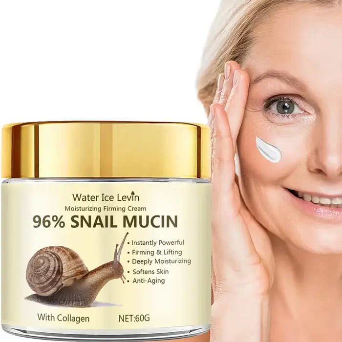 Crème raffermissante à la mangine d'escargot 96 % soulève et raffermit instantanément la peau. L'humidité profonde illumine la matité. Adoucit et lisse les patchs rugueux.