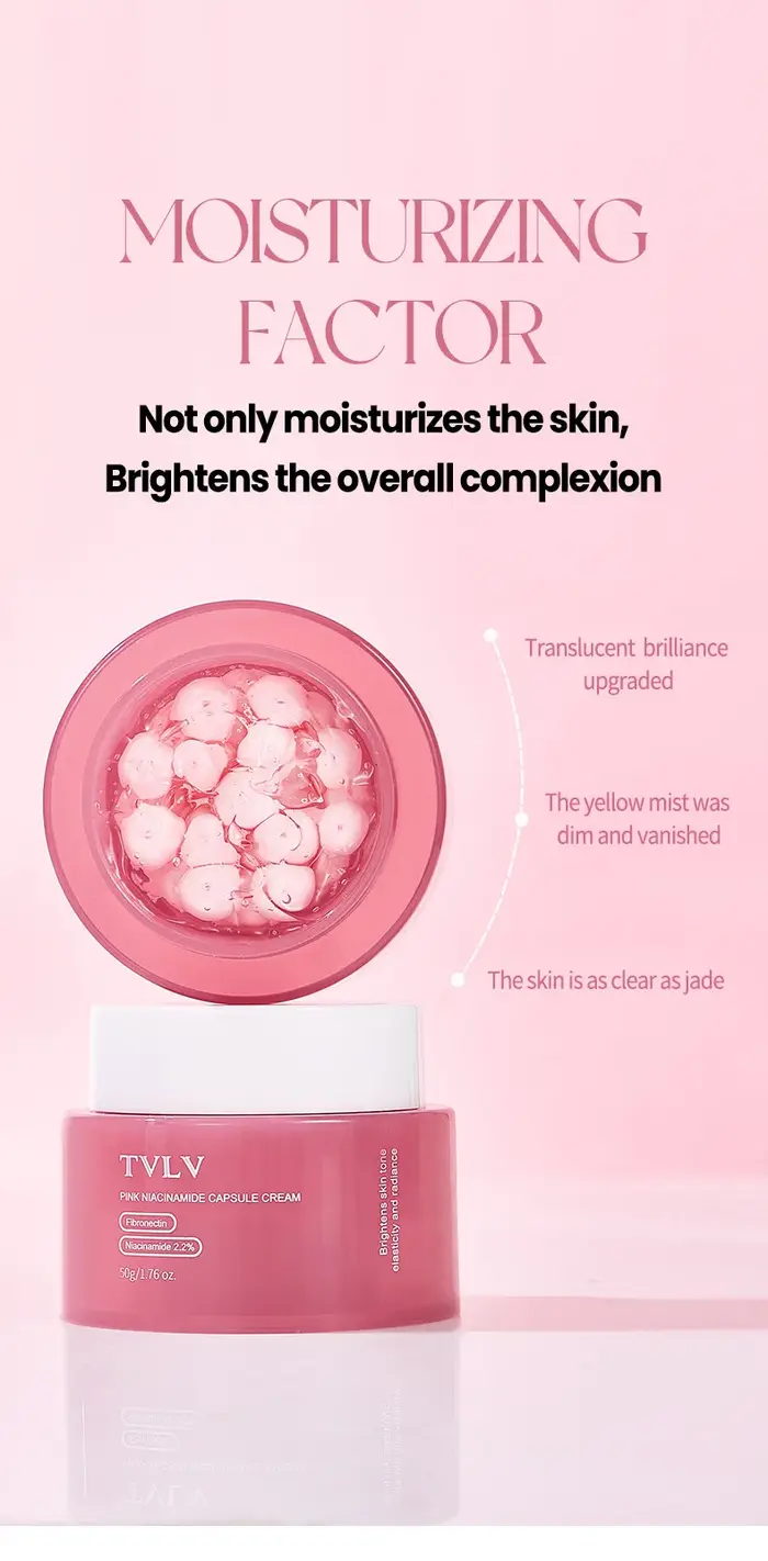 Crème hydratante et éclaircissante à la niacinamide rose en capsules