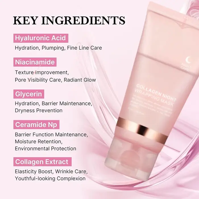 Masque Facial enveloppant au collagène coréen, élasticité, hydratation, réduit l'affaissement de la matité, soins pour la peau au collagène hydrolysé