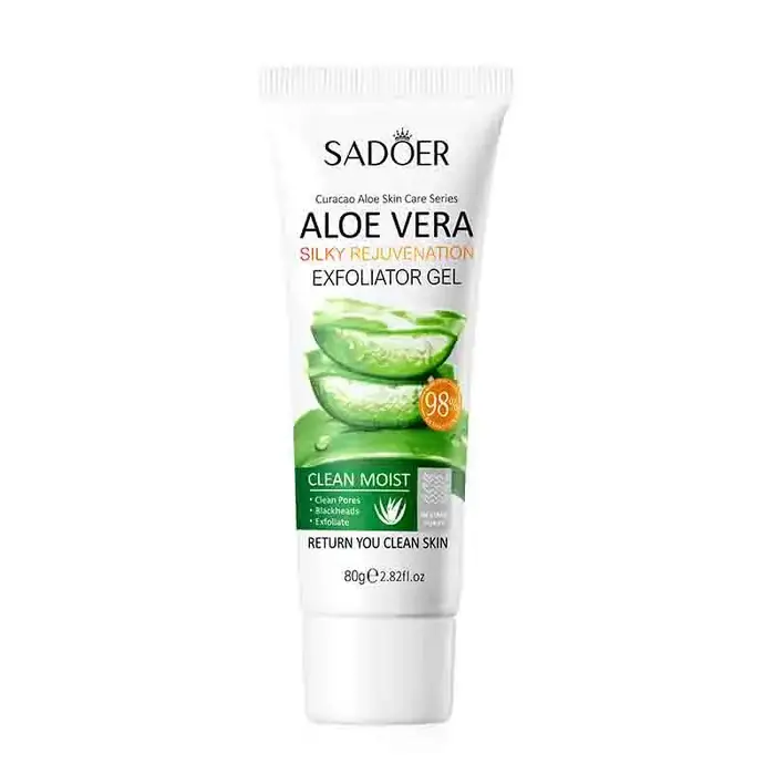 SADOER Gel Nettoyant Exfoliant Visage à l'Aloe Vera – Nettoyage Profond, Exfoliant Doux, Hydratant, 