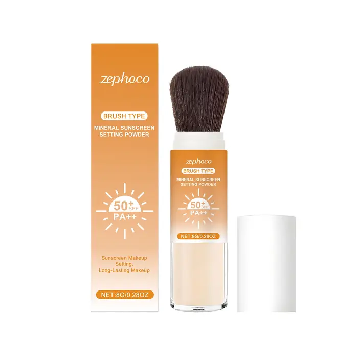 Poudre fixante solaire SPF 50+ Contrôle du sébum Longue tenue Fini mat Naturel Lisse Protection Respirante Maquillage Visage Extérieur