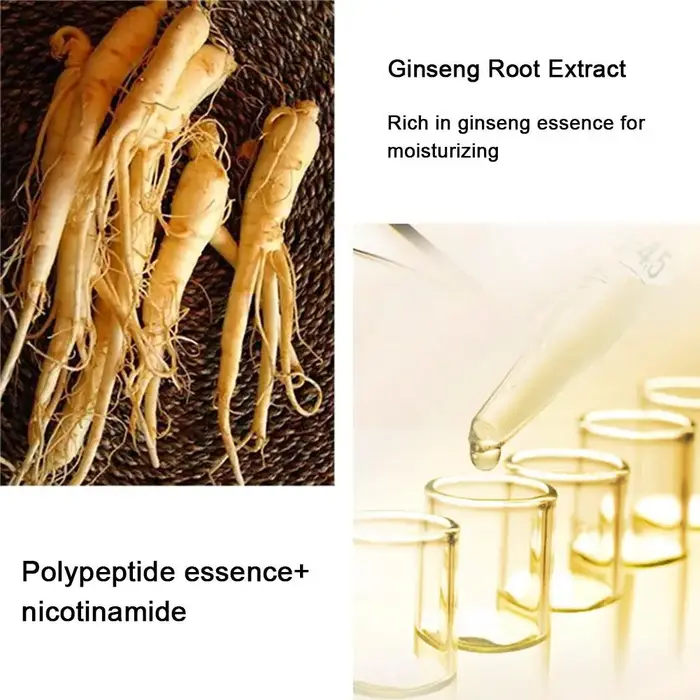 Sérum Visage Anti-rides Hydratant à l'Essence de Polypeptide de Ginseng Or, Soin Profond Nourrissant, Éclaircissant et Raffermissant pour la Peau
