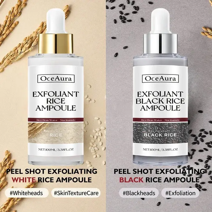 Sérum Exfoliant au Riz Blanc et Noir – Peeling Visage Hydratant