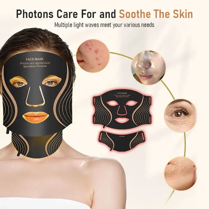 Masque LED en silicone pour le visage et le cou