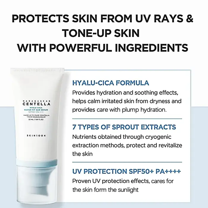 SKIN1004 Madagascar Centella Hyalu-Cica sérum solaire imperméable SPF50 + PA +++, doux, haute Protec