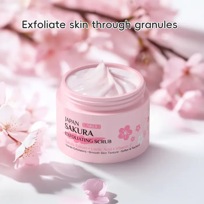 LAIKOU Gommage exfoliant pour le visage à la fleur de cerisier Nettoyage en douceur des peaux mortes