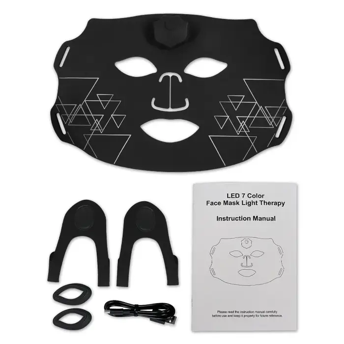 Masque facial ou pour le cou à LED 7 couleurs avec 80 lumières, flexible, doux, à lumière rouge, pou
