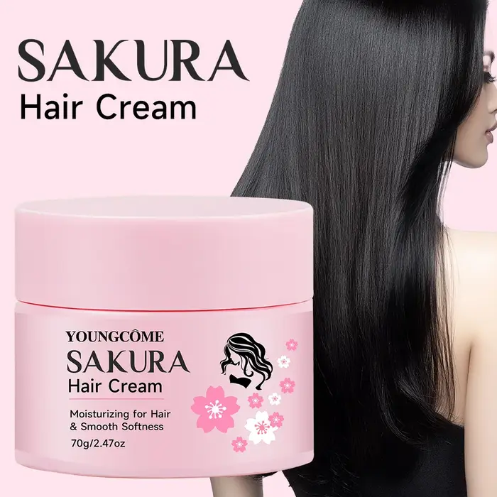 Crème capillaire SAKURA à la kératine et à l'huile d'argan – Réparation intensive pour cheveux secs/endommagés