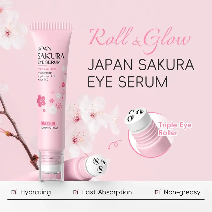 LAIKOU Sakura crème pour les yeux Anti-rides avec bille roulante séchage rapide hydratant acide hyaluronique sérum