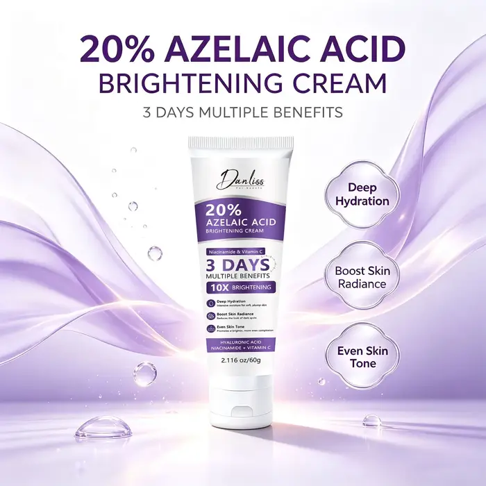 Crème éclaircissante à 20 % d'acide azélaïque – Formule intensive 10X pour une hydratation profonde, un éclat renforcé et un teint uniforme.
