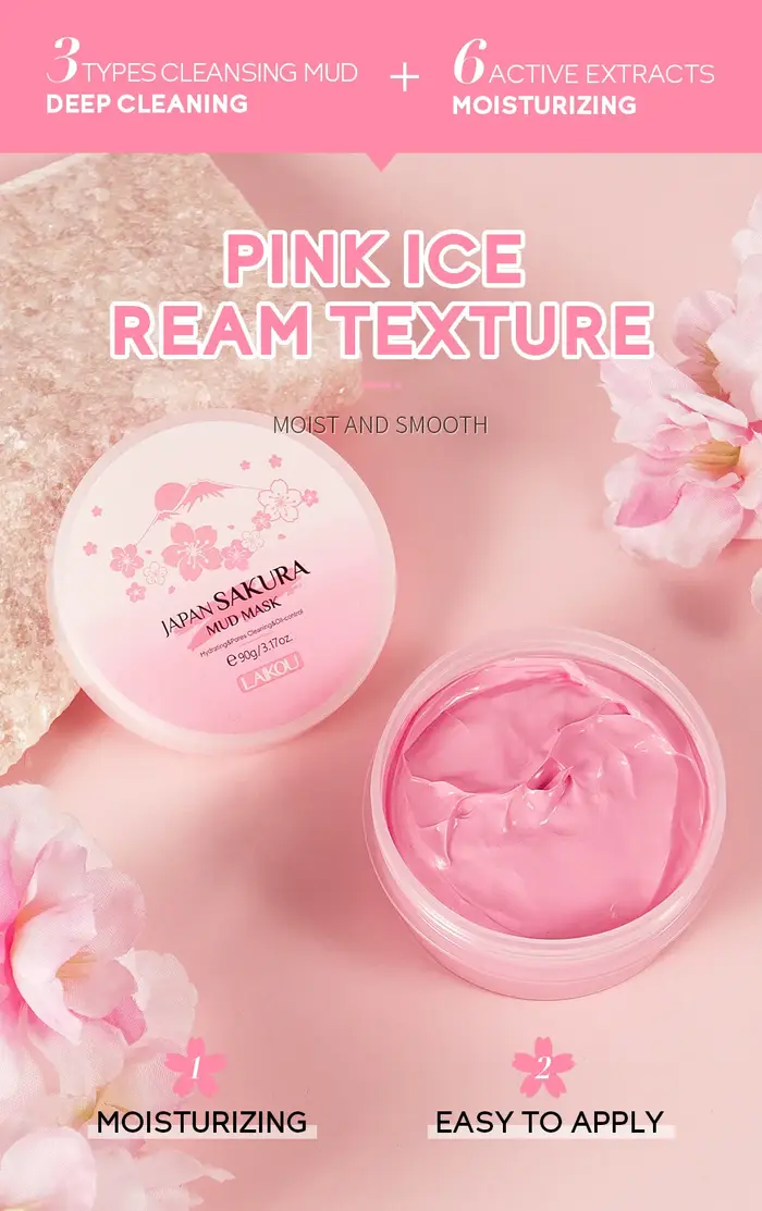 Masque à l'argile de cerisier LAIKOU 25g/90g Nettoyage en profondeur Contrôle du sébum Élimination des points noirs Hydratant Éclaircissant Soin de la peau du visage