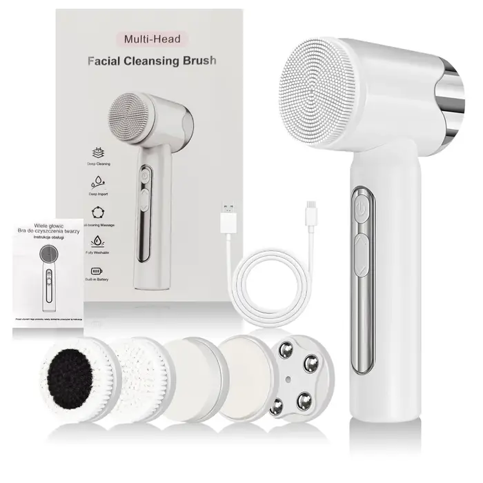 Brosse nettoyante faciale sonique, étanche, rechargeable, exfoliante, pour un nettoyage en profondeu
