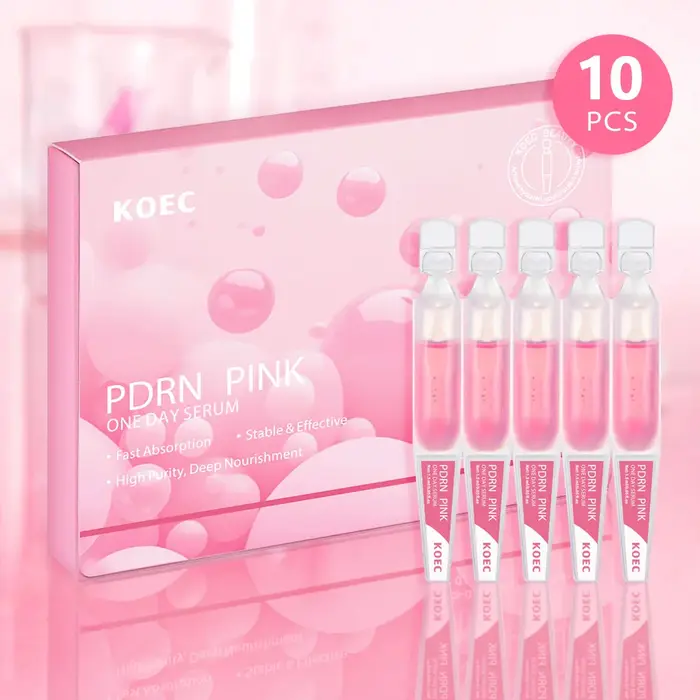 10 flacons/boîte – Sérum PDRN PINK ONE DAY – Ampoule raffermissante et hydratante – Lissage de la pe