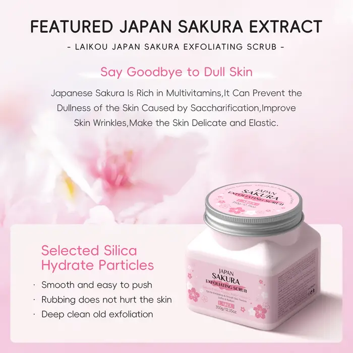 LAIKOU Gommage exfoliant pour le visage à la fleur de cerisier Nettoyage en douceur des peaux mortes