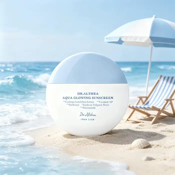 Crème solaire Dr.Althea au thé vert et crème solaire Aqua Glowing