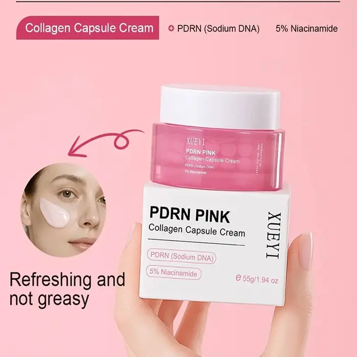 Crème Coréenne PDRN au Collagène Rose et Niacinamide pour un Teint Uniforme – Hydratant Visage Léger Non Gras