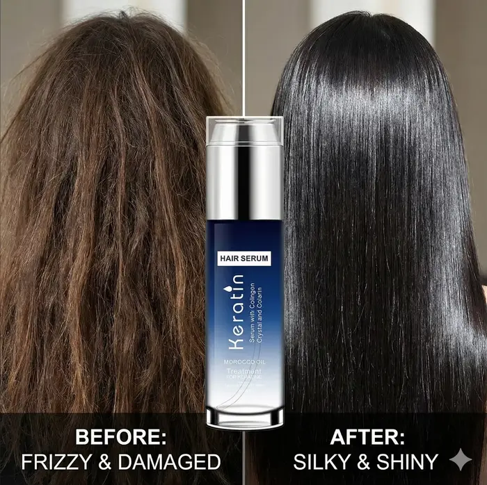 Sérum capillaire à la kératine pour la réparation des cheveux secs et endommagés