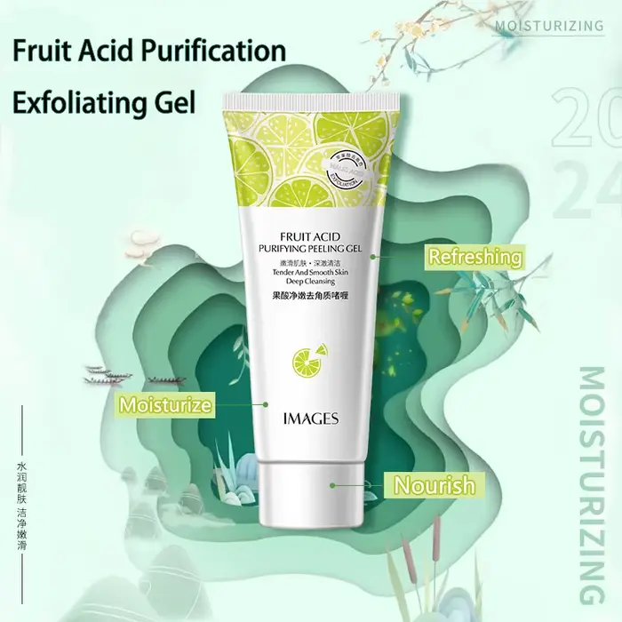 Gel exfoliant aux acides de fruits naturels