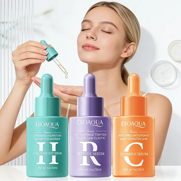 BIOAQUA vitamine C rétinol acide hyaluronique sérum pour visage hydratant Anti-rides Anti-âge blanchissant Essence