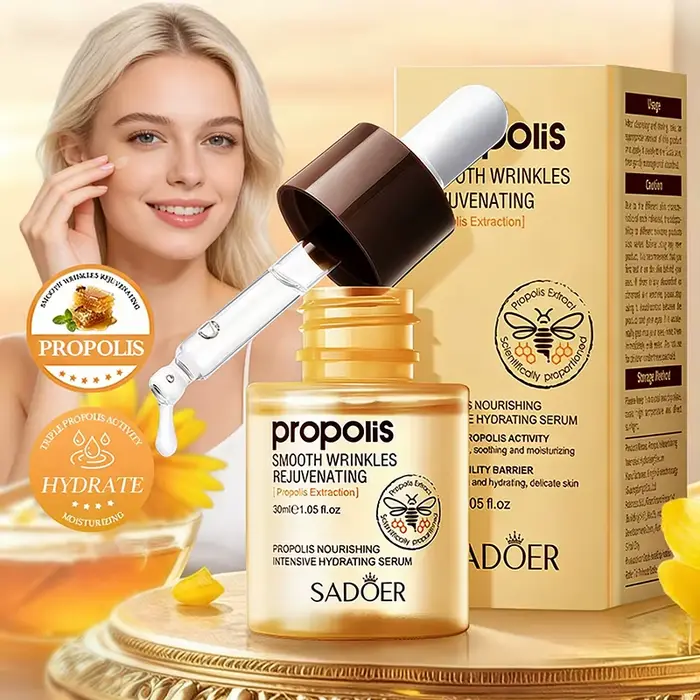 SADOER Sérum Visage à la Propolis Hydratant Anti-rides Nourrissant Anti-âge Éclaircissant Essence Faciale Produits de Soin de la Peau