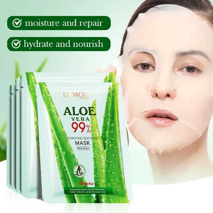 5/10 pièces BIOAQUA Aloe Vera masques faciaux hydratants peau apaisante blanchissant Anti-rides
