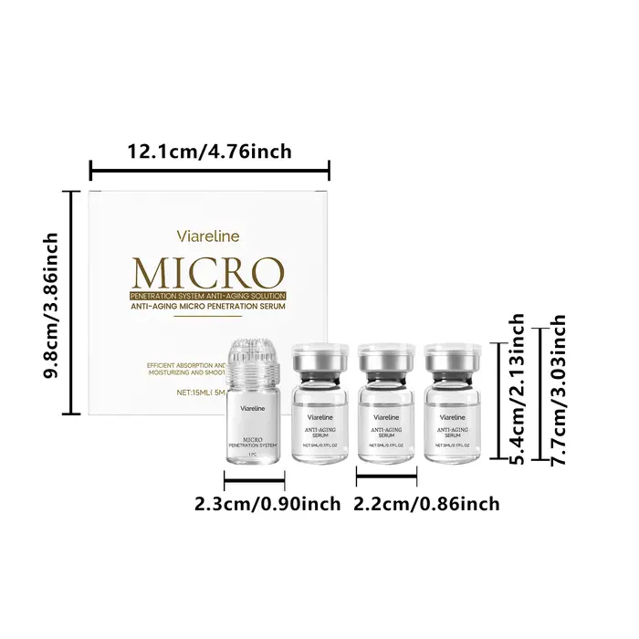 Kit de Soin Visage Professionnel à Domicile : Sérum Microneedle au Collagène Hexapeptide et Rouleau 