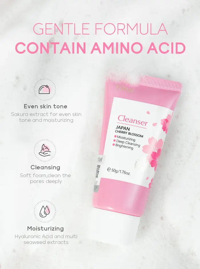 Nettoyant pour le visage japonais en fleurs de cerisier ou vitamine C