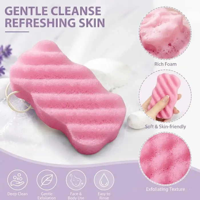 Éponge nettoyante pour le visage en konjac, éponge en fibres végétales pour peaux normales et sensib